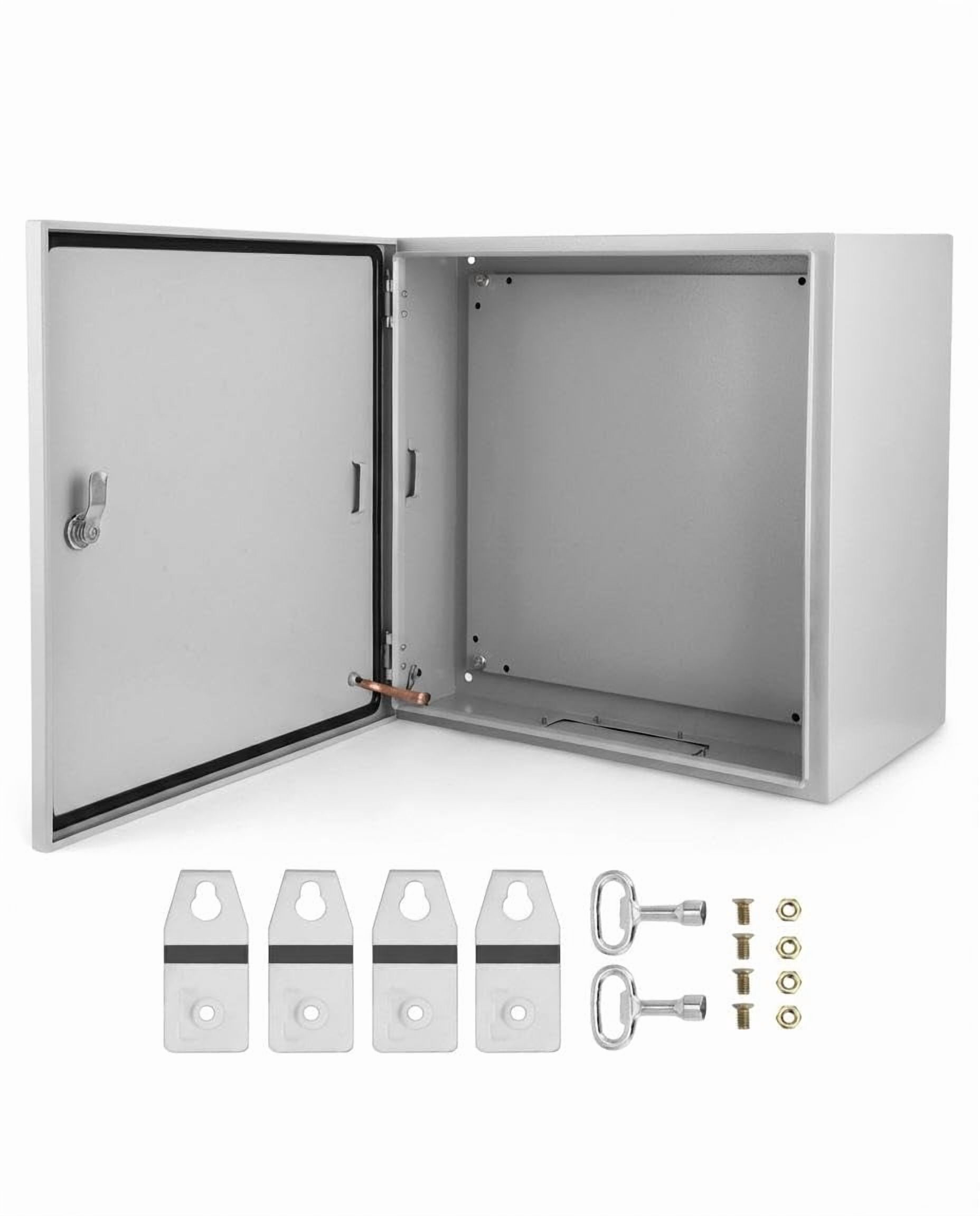 QinaQin 24x24x12 Outdoor Steel Enclosure,Steel Electrical Box,IP66 Waterproof & Dustproof,Outdoor/Indoor Electrical Junction Box,As shown