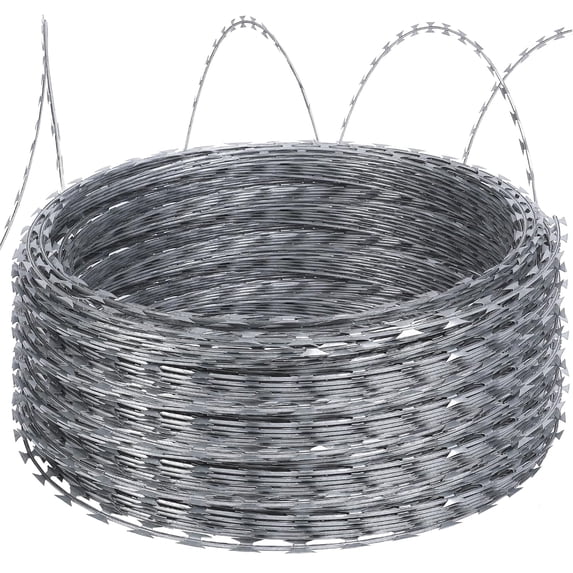 QinaQin 250FT Galvanized Razor Wire Fencing,Barbed Wire Fence,Durable Razor Ribbon for Garden Farm,0