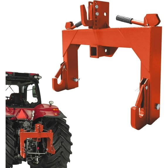 QinaQin 3-Point Quick Hitch for Tractors,2in Receiver,5-Level Adjustable Bolts-Durable Construction,Easy Attachment for Implements,Mowers,Orange