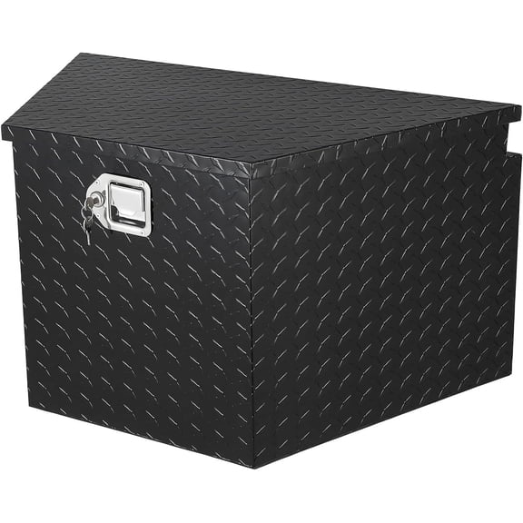 QinaQin 339-Inch Heavy Duty Aluminum Trailer Tongue Box - Lock & Keys Included, Diamond Plate Waterproof Storage Box for Pickup RV Trailer,Black