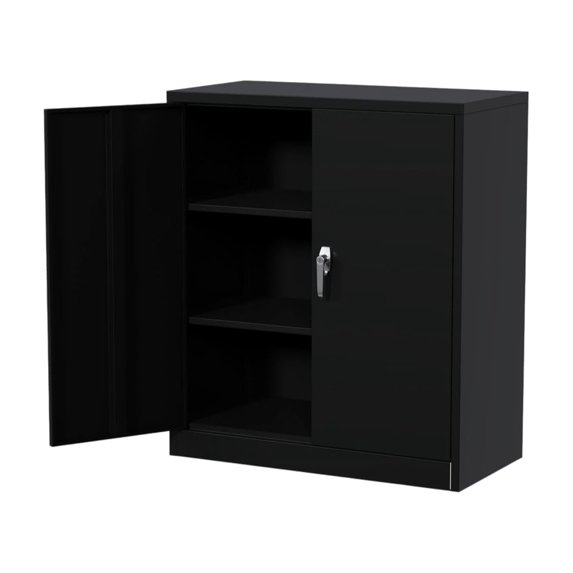 QinaQin 35 Inch Metal Storage Cabinet, Lockable Steel Utility Cabinet with Adjustable Shelves for Office or Garage