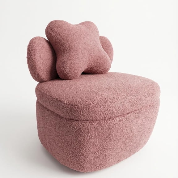 QinaQin 360° Swivel Storage Chair, Comfortable Armchair, Teddy Bear Plush Fabric, with Cushions, Suitable for Dressing Rooms, Bedrooms, Apartments, and Living Rooms