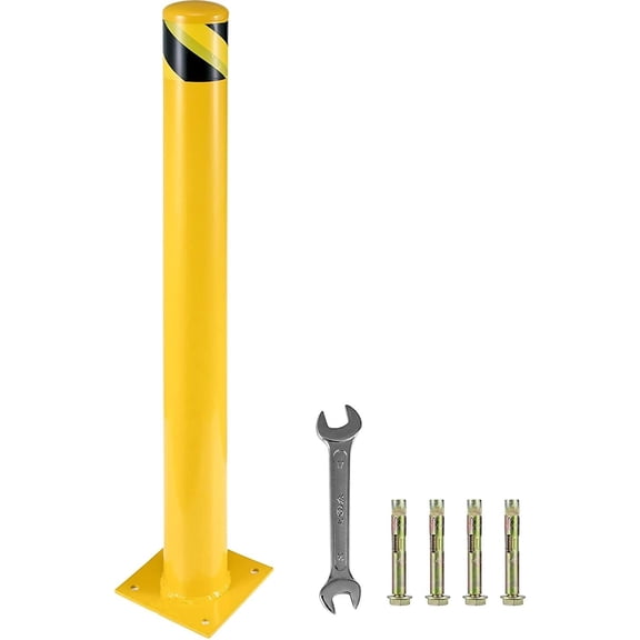 QinaQin 36in-1pcs Safety Bollards,Diameter Steel Traffic Posts for Driveway,Parking Lot,and Traffic Control Barriers,Yellow