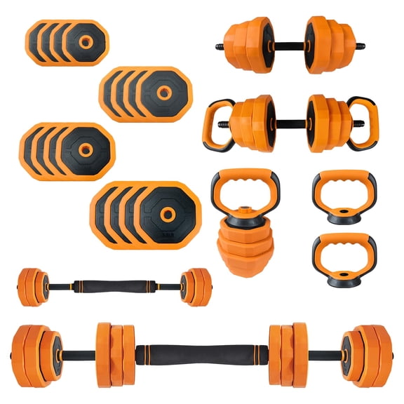 QinaQin 4-In-1 Adjustable Dumbbell Set (44/66/88 Lbs) - Convertible To Barbell, Kettlebell, and Push-Up Rack, Unisex Home Fitness Equipment, Space-Saving Design, Pvc Coated