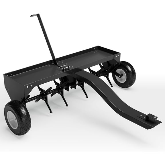QinaQin 40 Inch Tow Behind Lawn Plug Aerator with Universal Hitch,Galvanized Steel Tow Behind Plug Aerator with Inflatable Wheels for Gardens,Lawns,Black