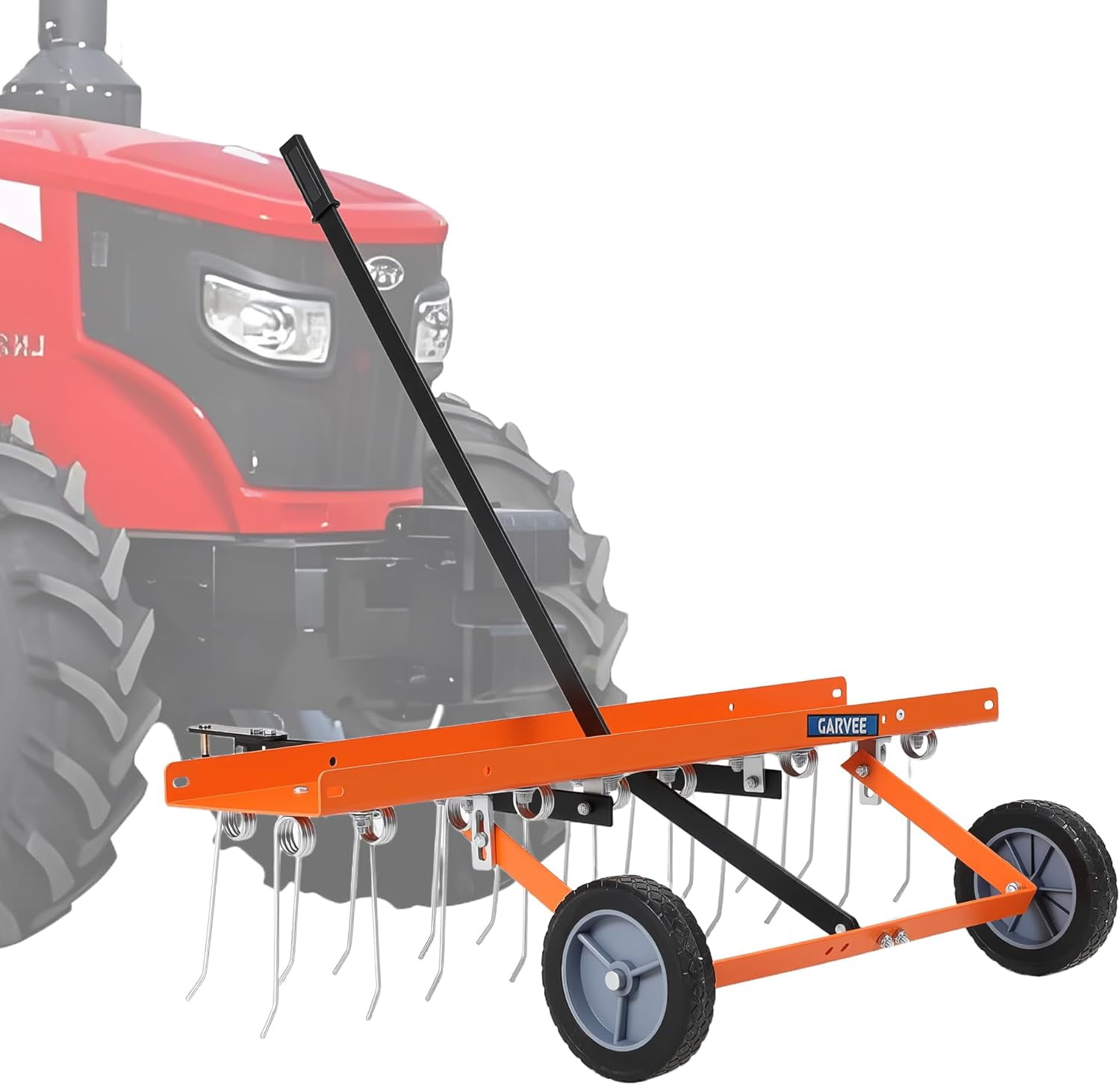 QinaQin 40-Inch Tow Behind Lawn Rake,Tow Dethatcher with 20 Spring Steel Tines,Lawn Dethatcher Rake,Lawn Sweeper with Lift Handle for Garden Farm Grass,Orange