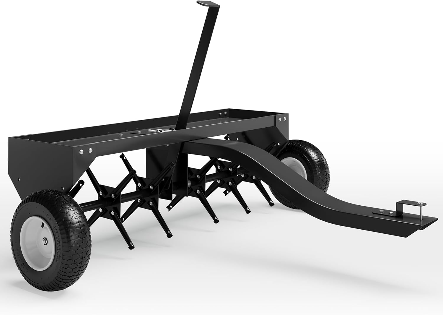 QinaQin 40Inch Tow Behind Lawn Plug Aerator with Gloves and Universal Hitch,Lawn Aerator Tow Behind with Steel Tines,Tray and Inflatable Wheels for Farms,Black