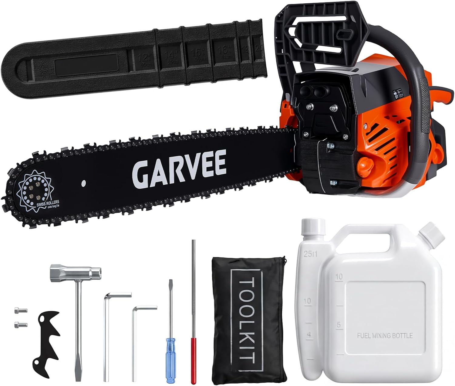QinaQin 43cc Gas Powered Chainsaw,2-Stroke Engine with Quick Start & Ergonomic Non-Slip Handle for Efficient Wood Cutting,Orange