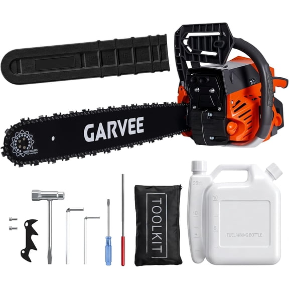 QinaQin 43cc Gas Powered Chainsaw,2-Stroke Engine with Quick Start & Ergonomic Non-Slip Handle for Efficient Wood Cutting,Orange