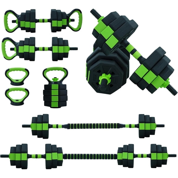 QinaQin 44Lb Dumbbell Sets Adjustable Weights,Free Weights Dumbbells Set for Home Gym,Black Green