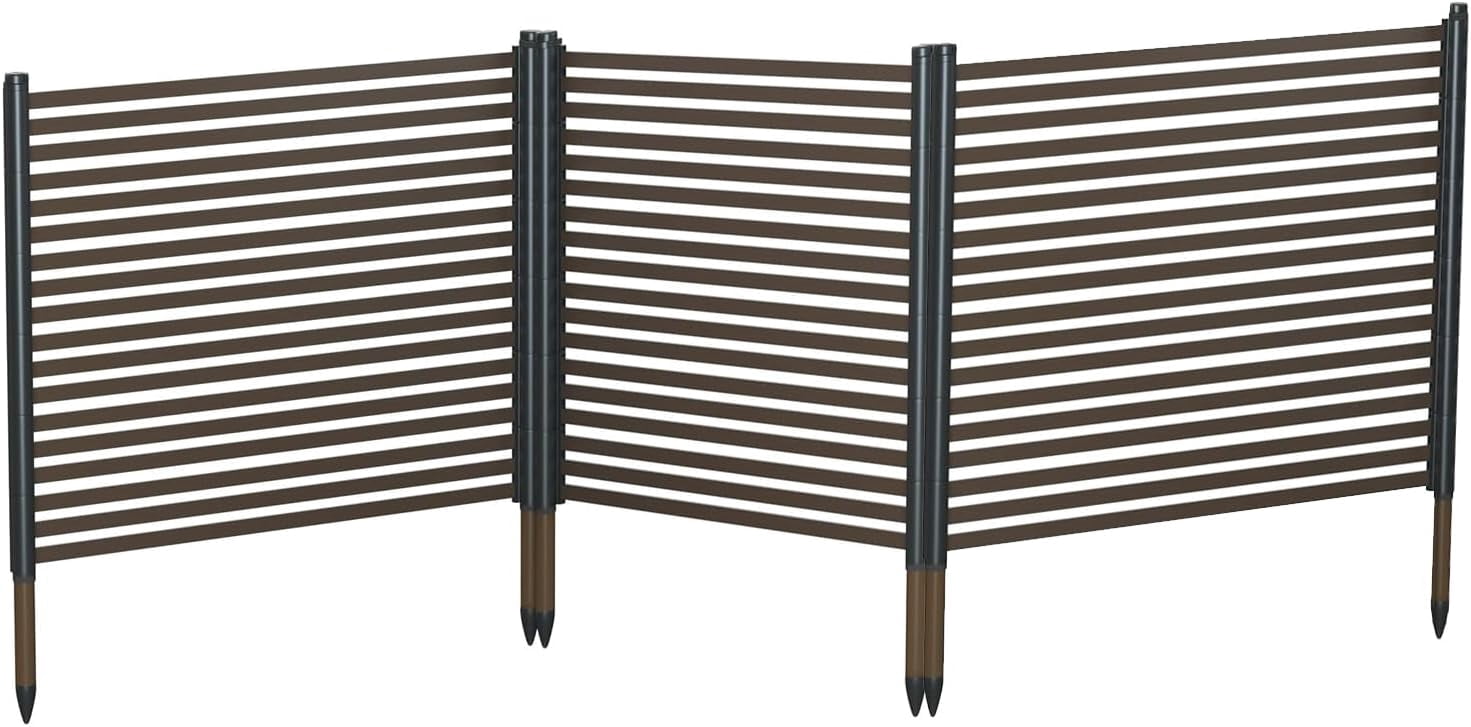 QinaQin 48x 106 Inch 3-Panel Metal Privacy Fence Panels,No-Dig Outdoor Fence,Rustproof Decorative Screen for Garden & Yard,Brown