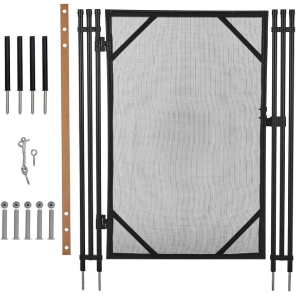 QinaQin 4Ftx2.5Ft Pool Safety Fence Gate,Removable Mesh Fence,Secure,See-Through Barrier for Pools,Yards,Gardens,Family & Pet Safe,Black