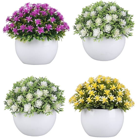 QinaQin 4Pcs Set artificial potted plants, with flower pots. These are artificial plant products for indoor decoration