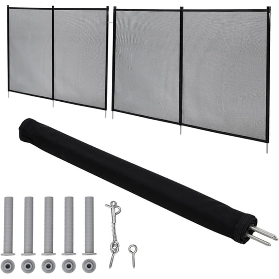 QinaQin 4x12FT Pool Safety Fence,Removable Mesh Fence,Secure,See-Through Barrier for Pools,Gardens,Family & Pet Safe,Black