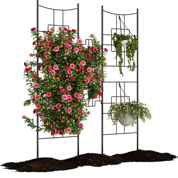 QinaQin 5.5 Ft Metal Garden Pergola, Black Rust Resistant Arch for Climbing Roses, Vines, Flowers and Privacy Screen