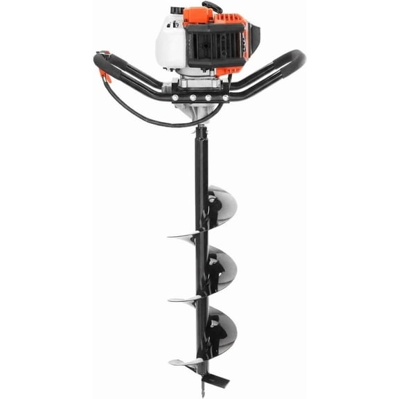 QinaQin 52CC 2-Stroke Gas Powered Ice Auger,Heavy Duty Ice Fishing Auger with 10-Inch Drill Bit,Orange