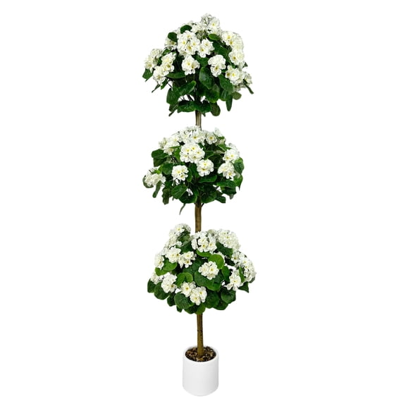 QinaQin 5FT Artificial Three-Ball Plastic And Silk Arbor with 1.5-meter Diameter in a White Pot for Interior and Exterior Decoration