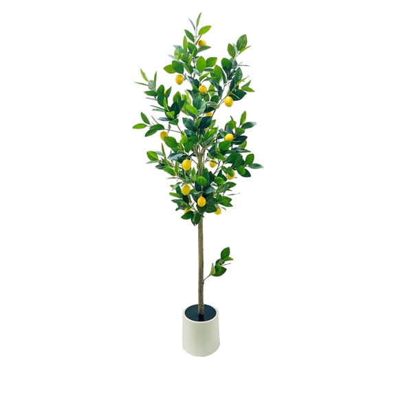 QinaQin 5Ft Artificial Lemon Tree, Faux Lemon Tree Realistic Decorative Plant in Pot