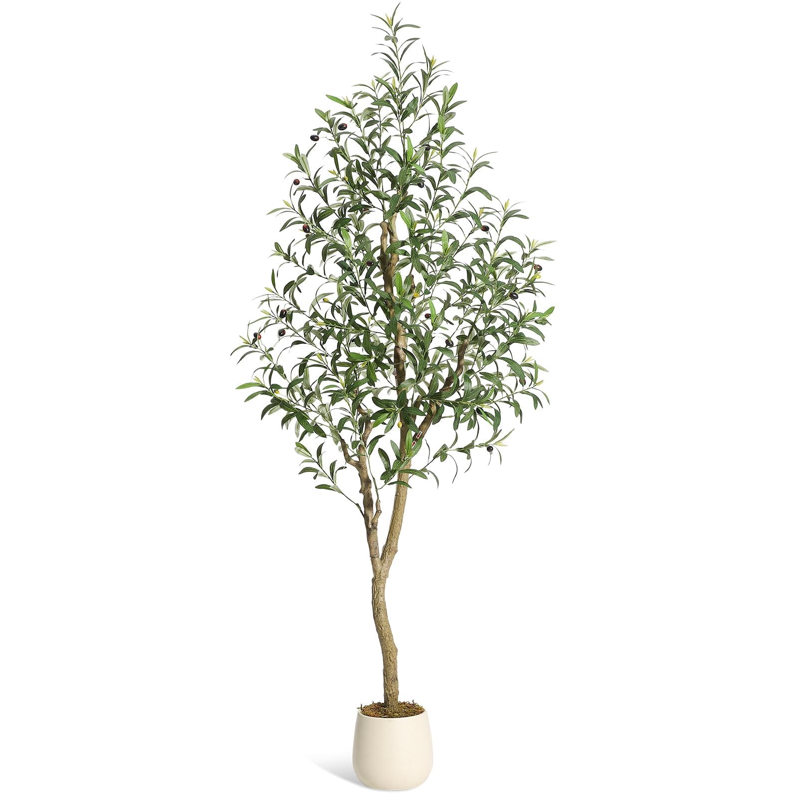 QinaQin 6-Foot-Tall Artificial Olive Tree, a Lifelike Indoor Plant, Comes with a Pot and Basket, Suitable for Home Or Office Décor