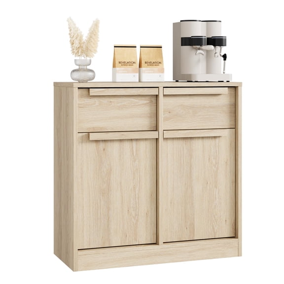 QinaQin 62-Inch Sideboard/Buffet Cabinet, Large Coffee Cabinet with 2 Doors and 2 Drawers, Wooden Coffee Bar Counter for Kitchens and Dining Rooms