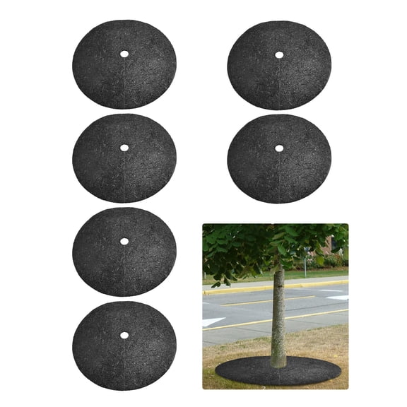 QinaQin 6PC Rubber Tree Mulch Ring,Heavy Duty Reusable Tree Mulch Mat for Landscaping,Round Tree Weed Barrier Mat ,Black
