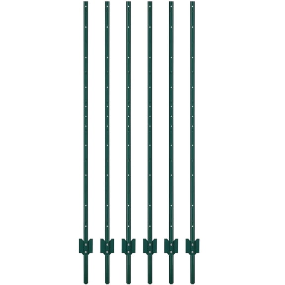 QinaQin 6pcs 7FT Metal Fence Post,T Post for Wire Fence for Lawn Garden,Wire Mesh Fence,Green