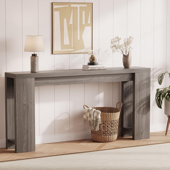 QinaQin 70.9 Inch Console Tables,Rustic Wooden Rectangular Simple Home Furniture,Easy Assembly for Entrance,Hallway,Grey