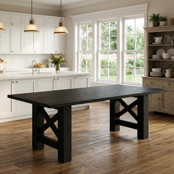 QinaQin 71-Inch Long Wooden Farmhouse/Barn Style Kitchen Dining Table Is Suitable for 6-8 People, Thick, Sturdy Frame, a Rectangular Shape, and Stable Triangular Legs. Ideal for Kitchens and Offices