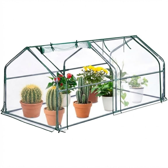 QinaQin 72x36x36In Mini Greenhouse,Portable Plant Hot House with Zippered Door & Roll-Up Windows,Durable PE Cover & Steel Frame,UV Protected,Clear