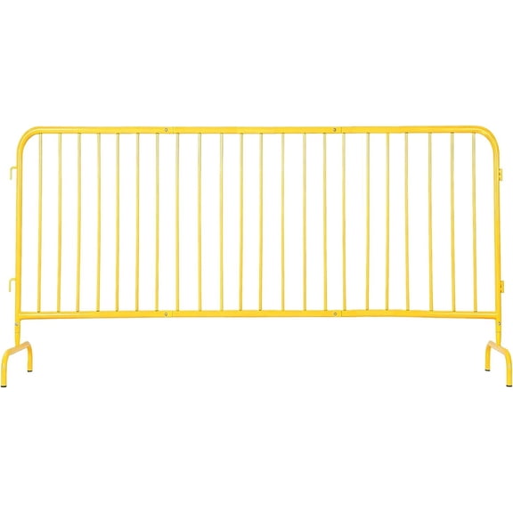 QinaQin 8.5 Ft Interlocking Steel Barricade,Heavy Duty Galvanized Metal Barricade,Interlocking Steel Road Barriers with with Bridge Feet Base,for Indoor/Outdoor,Yellow