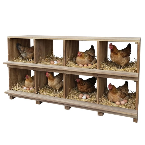 QinaQin 8 Compartment Chicken Nesting Box, Wooden Wall or Floor Mounted Egg Laying Box for Chickens, Ducks and Hens