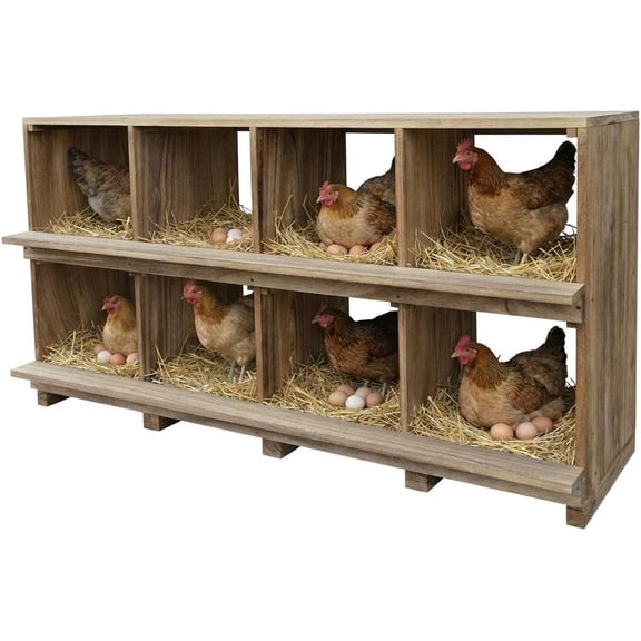 QinaQin 8 Compartments Nesting Boxes for Chickens,Chicken Nesting Boxes, Wall Mount Nest Box for Chicken Coop, Versatile Use Wood Nesting Boxes for Hens, Easy to Assemble,Wood