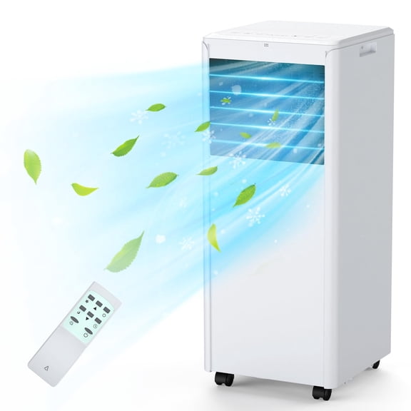 QinaQin 8000 BTU Portable Air Conditioner, 3-in-1 Cooling, Fan & Dehumidifier, Quiet Operation with Sleep Mode, 2 Speed Settings, Covers Spaces Up to 350 Sq.ft, Easy Window Kit Included