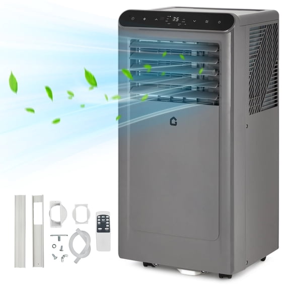 QinaQin 8000 BTU Portable Air Conditioners, 4-In-1 Portable AC Unit for Rooms Up to 350 Sq. Ft, Dehumidifier, Fan, Energy Saving, Remote Control, 24 Hour Timer, Sleep Mode, for Bedroom/Office,Grey