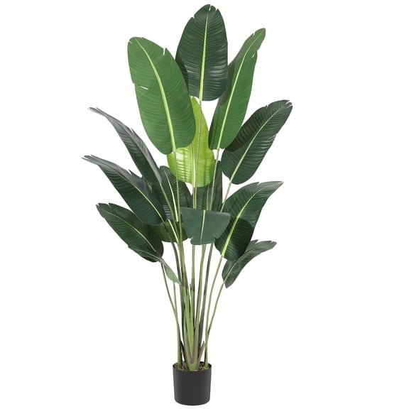 QinaQin 84-Inch Artificial Bird Of Paradise Tree, 17 Trunks, 7-Foot Artificial Plant, with Potted Artificial Banana Tree, Suitable for Indoor and Outdoor Home Décor