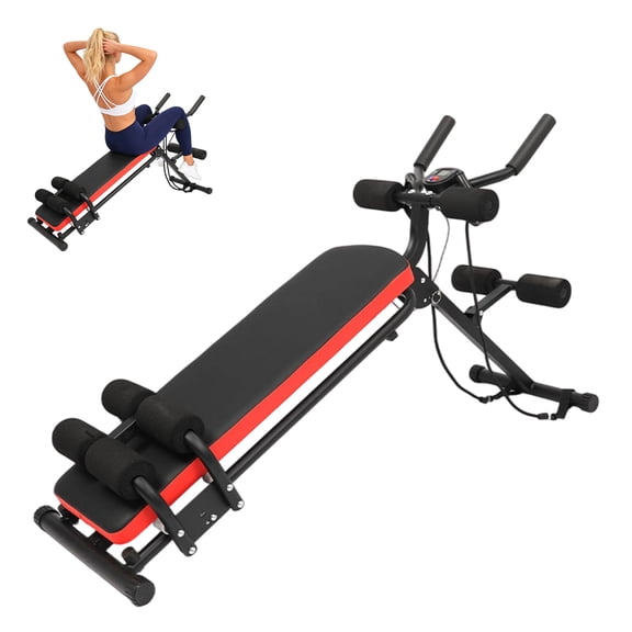 QinaQin Adjustable Ab Trainer, Foldable Core Workout Machine with LCD Display for Sit Ups, Leg Raises and Push Ups