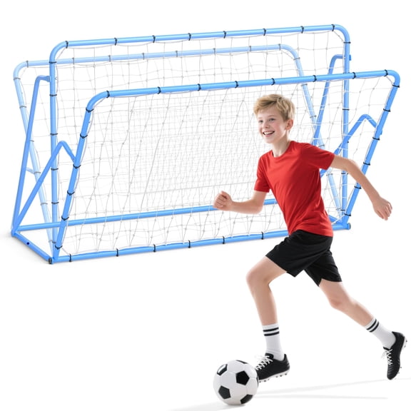 QinaQin Adjustable Soccer Re-bound Net, 6x4 Ft Soccer Goal Trainer with Steel Frame and Re-bound Plate for Precise Ball Practice