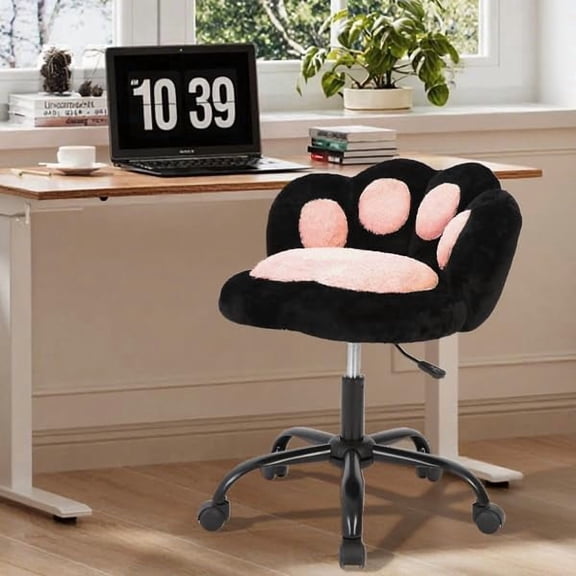 QinaQin Cat-Back Dressing Chair, Wheeled Office Chair, 360° Swivel, Height-Adjustable Armless Chair, Contrasting Color Design, Small Desk and Chair, Soft Cushion for Bedroom Use