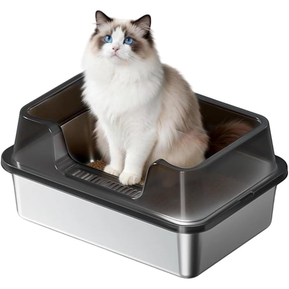QinaQin Extra Large Open Cat Litter Tray High Sided Deep Jumbo Rim Pan Box Loo Toilet