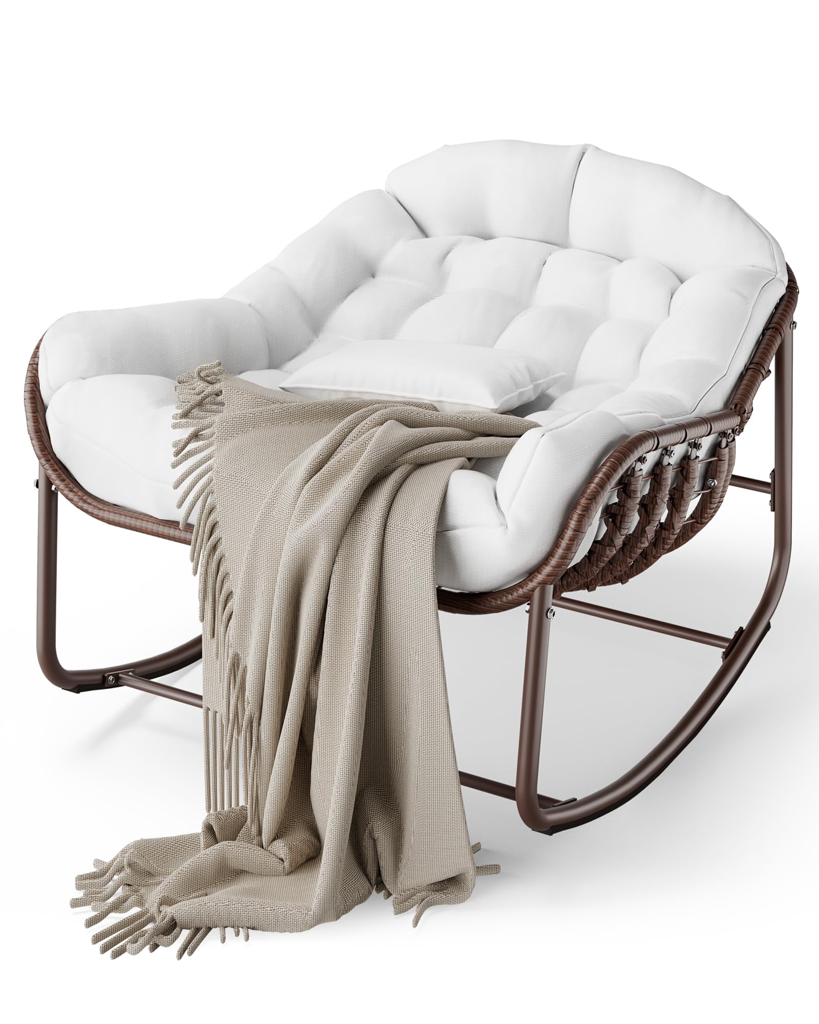 QinaQin Extra-Large Outdoor Rocking Chair, Comfortable Papasan Rocking ...