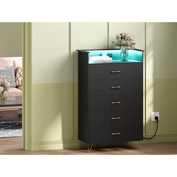 QinaQin Five-Drawer Tall Wardrobe for Bedroom, Modern Wooden Cabinet with Silent Drawer Slides, Waterproof White Storage Unit, Suitable for Hallway and Wardrobe Use, White