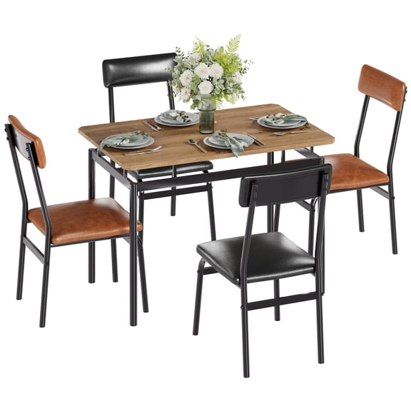 QinaQin Five-Piece Dining Table and Chair Set for Four People, Saving Space for Small Apartments and Breakfast Nooks