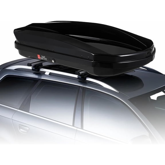 QinaQin Hard Shell Rooftop Cargo Box for Cars, SUVs, Trucks - Waterproof, Dual-Sided Opening, Lockable, Tool-Free Installation,Black-350L