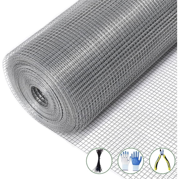 QinaQin Hardware Cloth Chicken Wire Fence,Galvanized Steel Mesh Rolled Fencing for Garden Supports Poultry,Netting Cage,Tree Guard,Silver
