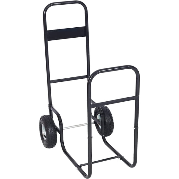 QinaQin Heavy Duty Steel Dolly Hauler,FireWood Log Cart Carrier,Wood Rack Storage Mover,Wood Rack Storage Mover,200 Lbs Capacity for Outdoor Indoor,Black
