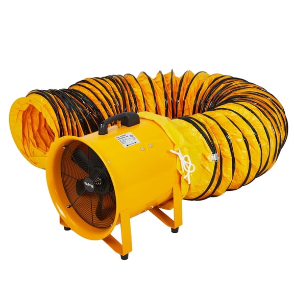 QinaQin High Speed Heavy Duty Blower Fan – 12-Inch 585W 3500CFM Industrial Axial Exhaust with 32.8FT Flexible PVC Duct – Portable Utility Ventilator for Workshops, Confined Spaces, Construction