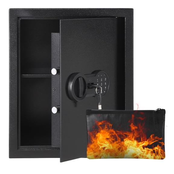 QinaQin Home Safe Box, Fireproof Waterproof Cabinet Safe with Dual Access, Alarm, Document Bag and Removable Shelf