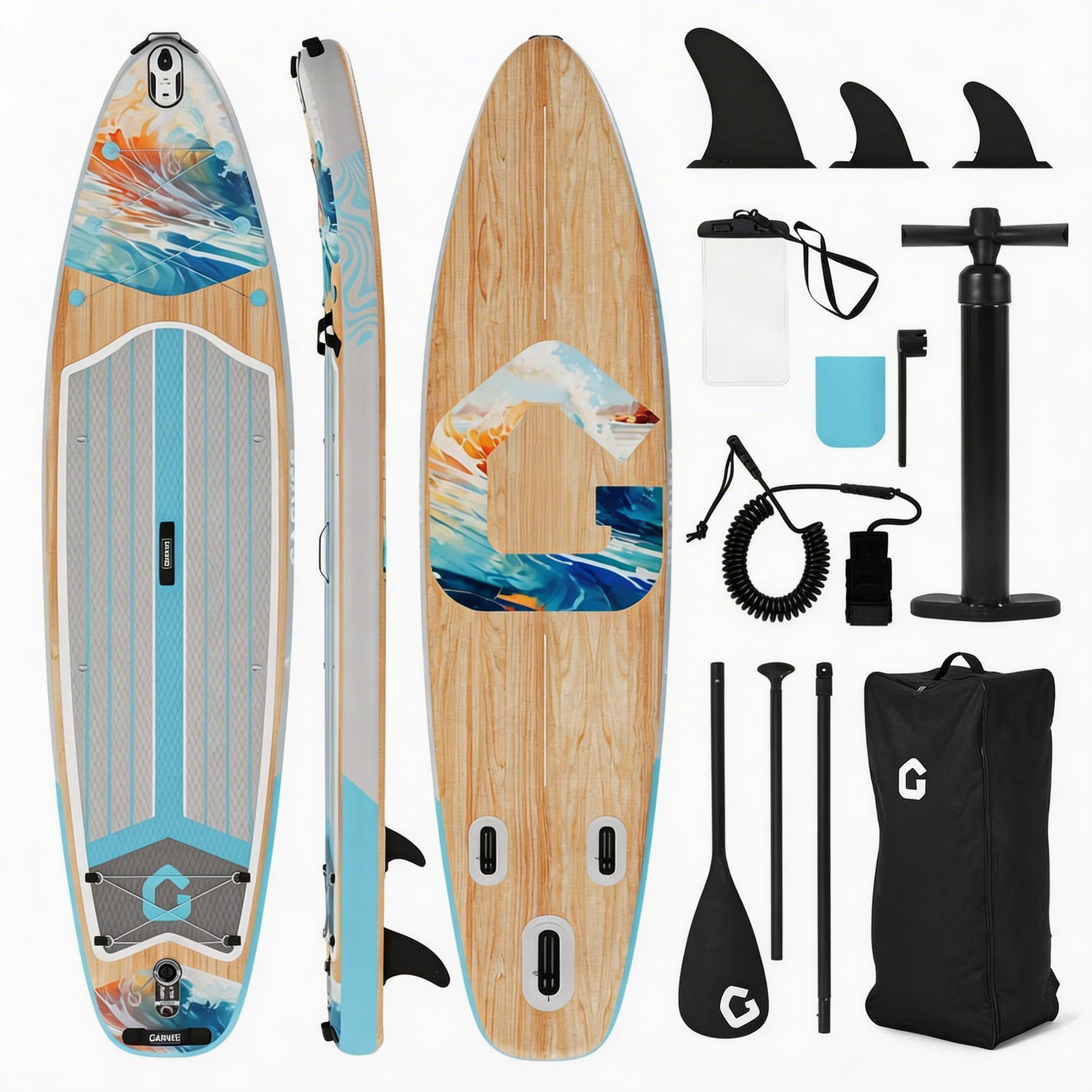 QinaQin Inflatable Paddle Board, 10.6 Ft SUP with Camera Mount, Full Accessories and 450 Lb Capacity for Beginners