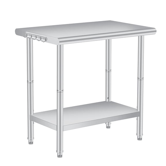 QinaQin NSF Stainless Steel Workbench, Heavy Duty Food Prep Table with Adjustable Lower Shelf and Hooks for Kitchen, Restaurant or Hotel