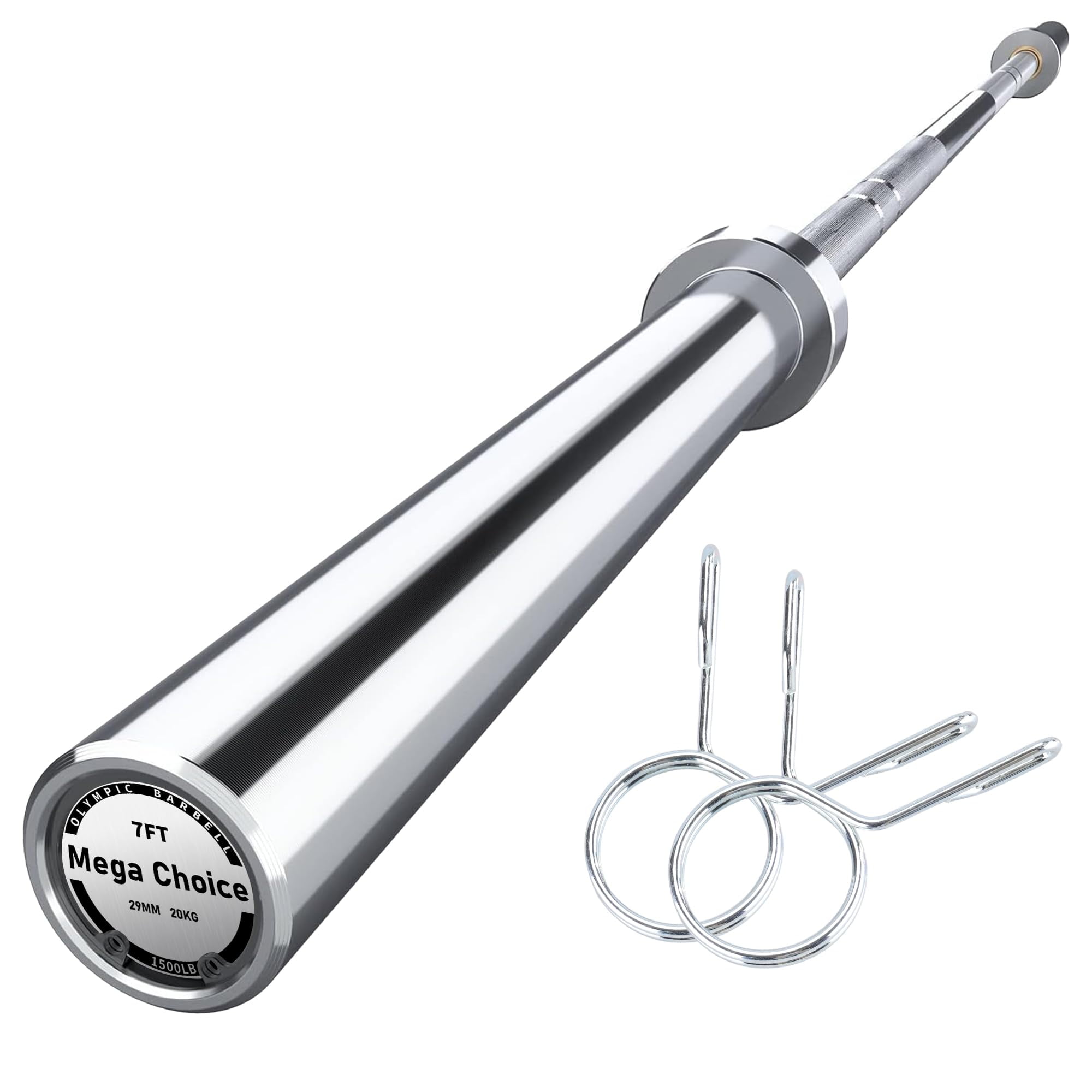 QinaQin Olym-pic Barbell, Alloy Steel Weightlifting Bar with 1500 Lb Capacity and Bearing Sleeves for 2 Inch Plates